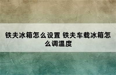 铁夫冰箱怎么设置 铁夫车载冰箱怎么调温度